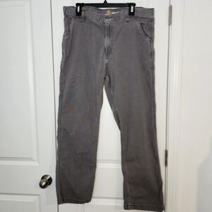 Carhartt Relaxed Fit Carpenter Pants Work Utility Gray Denim 38x32